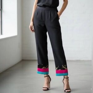 Sue Wong 90s silk art deco pants